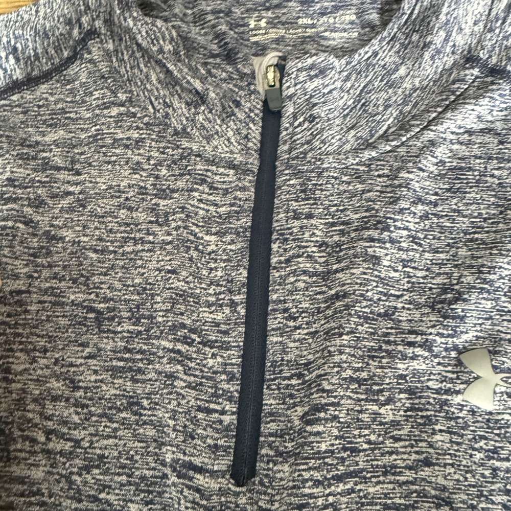 Under Armour Mens 2XL HeatGear Quarter Zip Pullover Blue Heather Space Dye Shirt - Picture 4 of 9